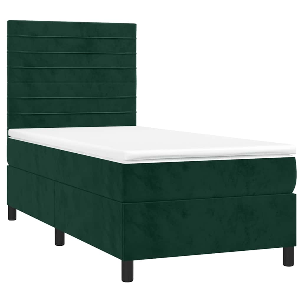 Letto a Molle con Materasso e LED-Struttura Letto con Materasso Verde Scuro 80x200cm Velluto 776007