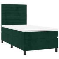 Letto a Molle con Materasso e LED Verde Scuro 80x200cm Velluto 3136152