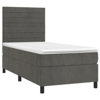 Letto a Molle con Materasso e LED-Struttura Letto con Materasso Grigio Scuro 90x190cm Velluto 180505