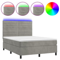 Letto a Molle Materasso e LED Grigio Chiaro 140x190 cm Vellutocod mxl 123025