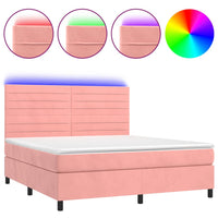 Letto a Molle con Materasso e LED Rosa 160x200 cm in Velluto 3136196