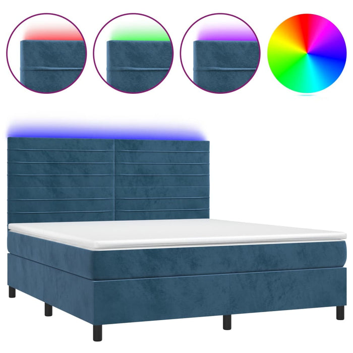 Letto a Molle con Materasso e LED Blu Scuro 180x200 cmcod mxl 123045