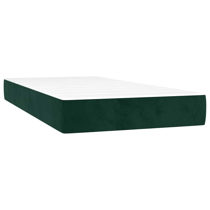 Letto a Molle con Materasso e LED-Struttura Letto con Materasso Verde Scuro 90x190 cm Velluto 674841