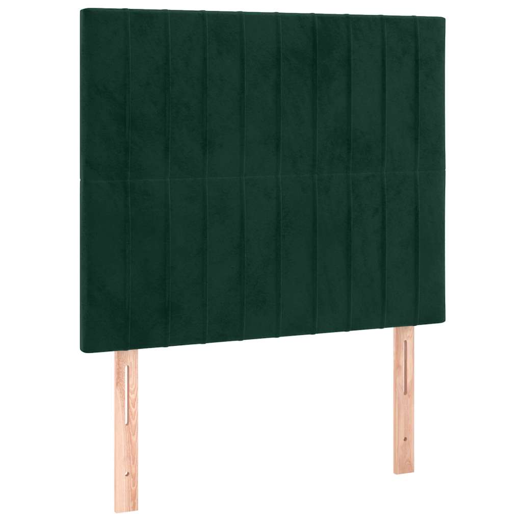 Letto a Molle con Materasso e LED-Struttura Letto con Materasso Verde Scuro 90x190 cm Velluto 674841