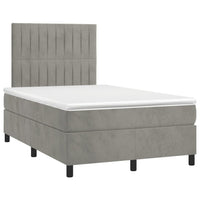 Letto a Molle Materasso e LED Grigio Chiaro 120x200 cm Velluto 3136233