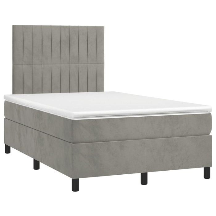 Letto a Molle Materasso e LED Grigio Chiaro 120x200 cm Velluto 3136233