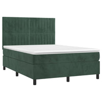 Letto a Molle con Materasso e LED Verde Scuro 140x200cm Vellutocod mxl 123059