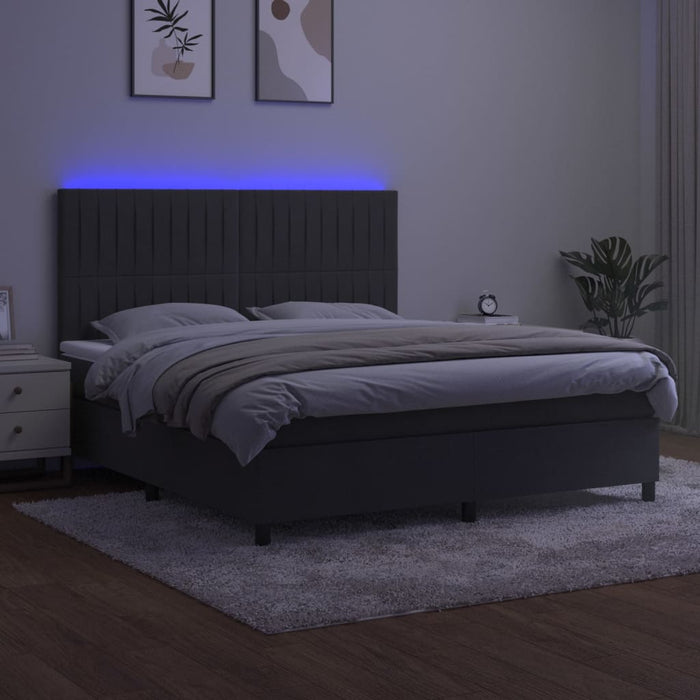Letto a Molle con Materasso e LED Grigio Scuro 160x200 cm 3136252