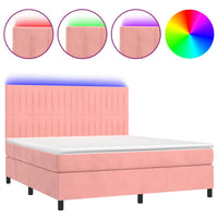 Letto a Molle con Materasso e LED Rosa 160x200 cm in Velluto 3136256