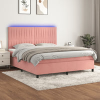 Letto a Molle con Materasso e LED Rosa 160x200 cm in Velluto 3136256