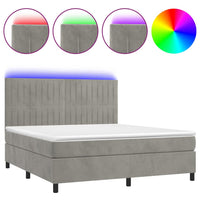 Letto a Molle Materasso e LED Grigio Chiaro 180x200 cm Vellutocod mxl 123041