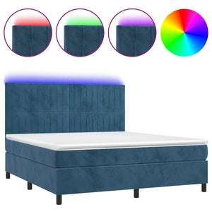 Letto a Molle con Materasso e LED Blu Scuro 180x200 cm 3136261