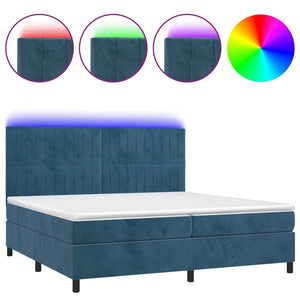 Letto a Molle con Materasso e LED Blu Scuro 200x200 cm 3136267