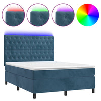 Letto a Molle con Materasso e LED Blu Scuro 140x200 cm 3136309