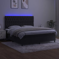 Letto a Molle con Materasso e LED Nero 160x200 cm in Velluto 3136313