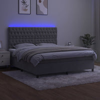Letto a Molle Materasso e LED Grigio Chiaro 180x200 cm Velluto 3136317