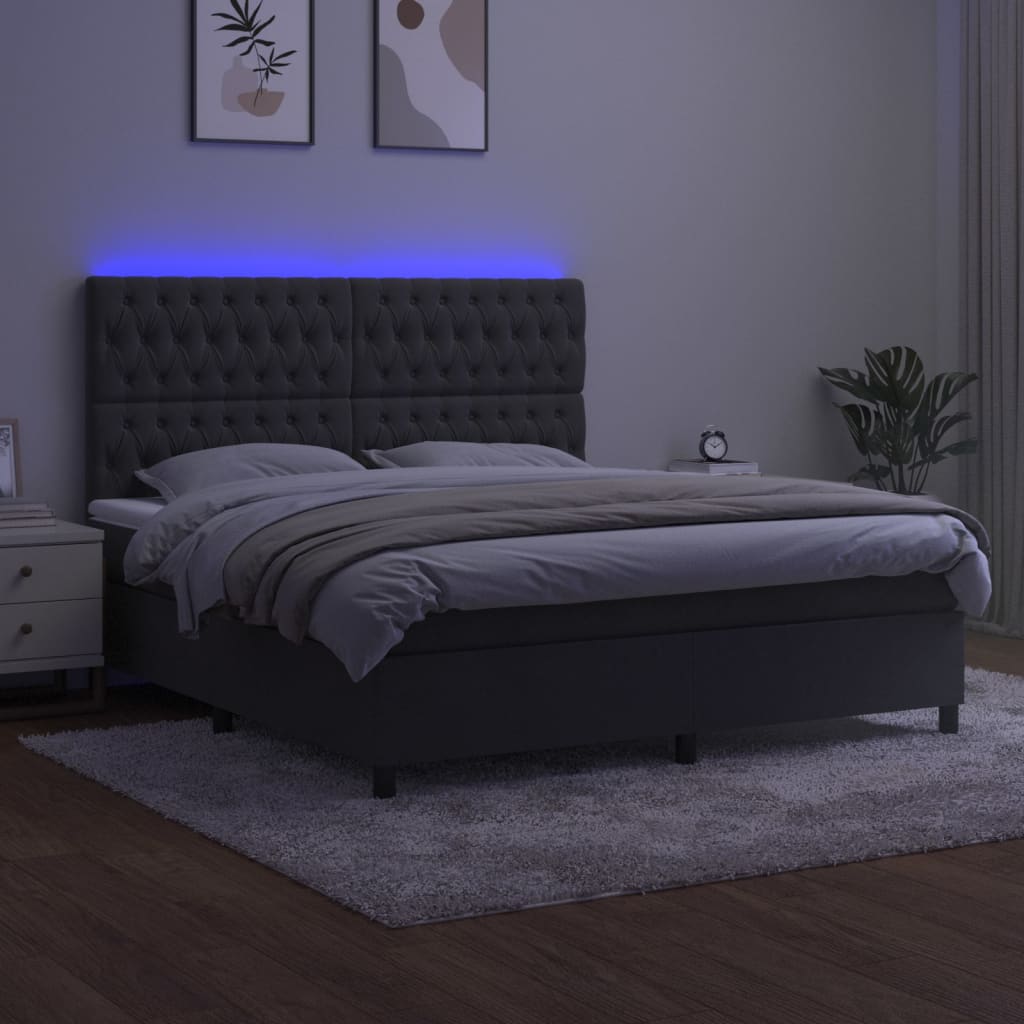 Letto a Molle con Materasso e LED Grigio Scuro 180x200 cm 3136318