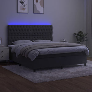 Letto a Molle con Materasso e LED Grigio Scuro 180x200 cm 3136318