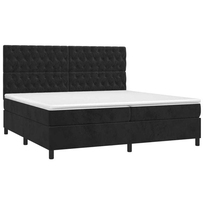 Letto a Molle con Materasso e LED Nero 200x200 cm in Velluto 3136325