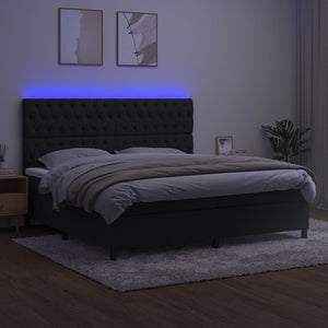 Letto a Molle con Materasso e LED Nero 200x200 cm in Velluto 3136325