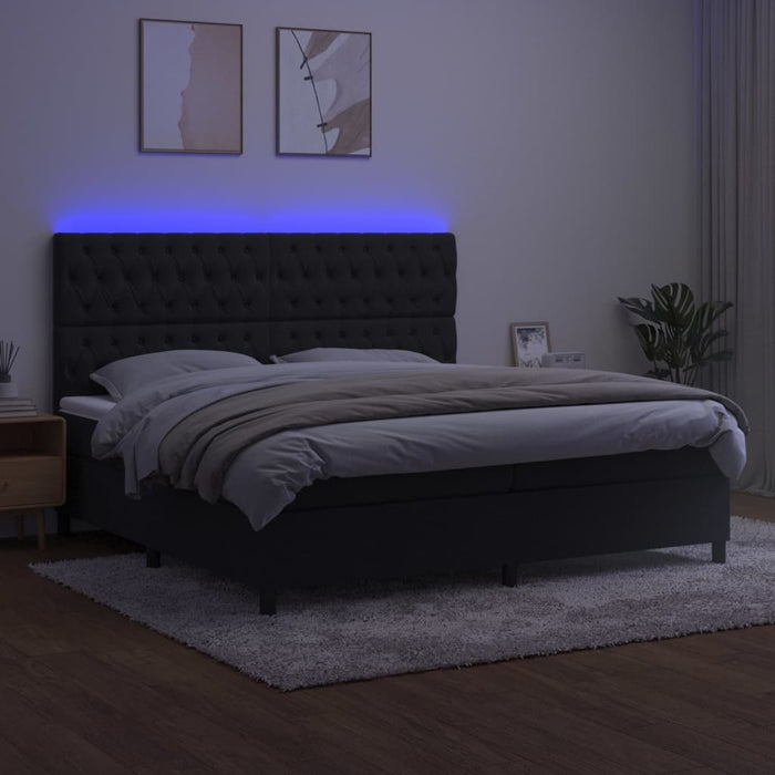 Letto a Molle con Materasso e LED Nero 200x200 cm in Velluto 3136325