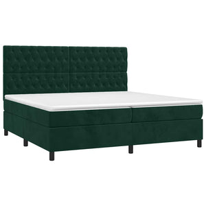 Letto a Molle con Materasso e LED Verde Scuro 200x200cm Velluto 3136326
