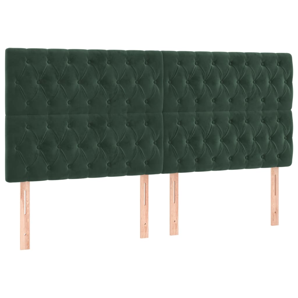 Letto a Molle con Materasso e LED Verde Scuro 200x200cm Velluto 3136326