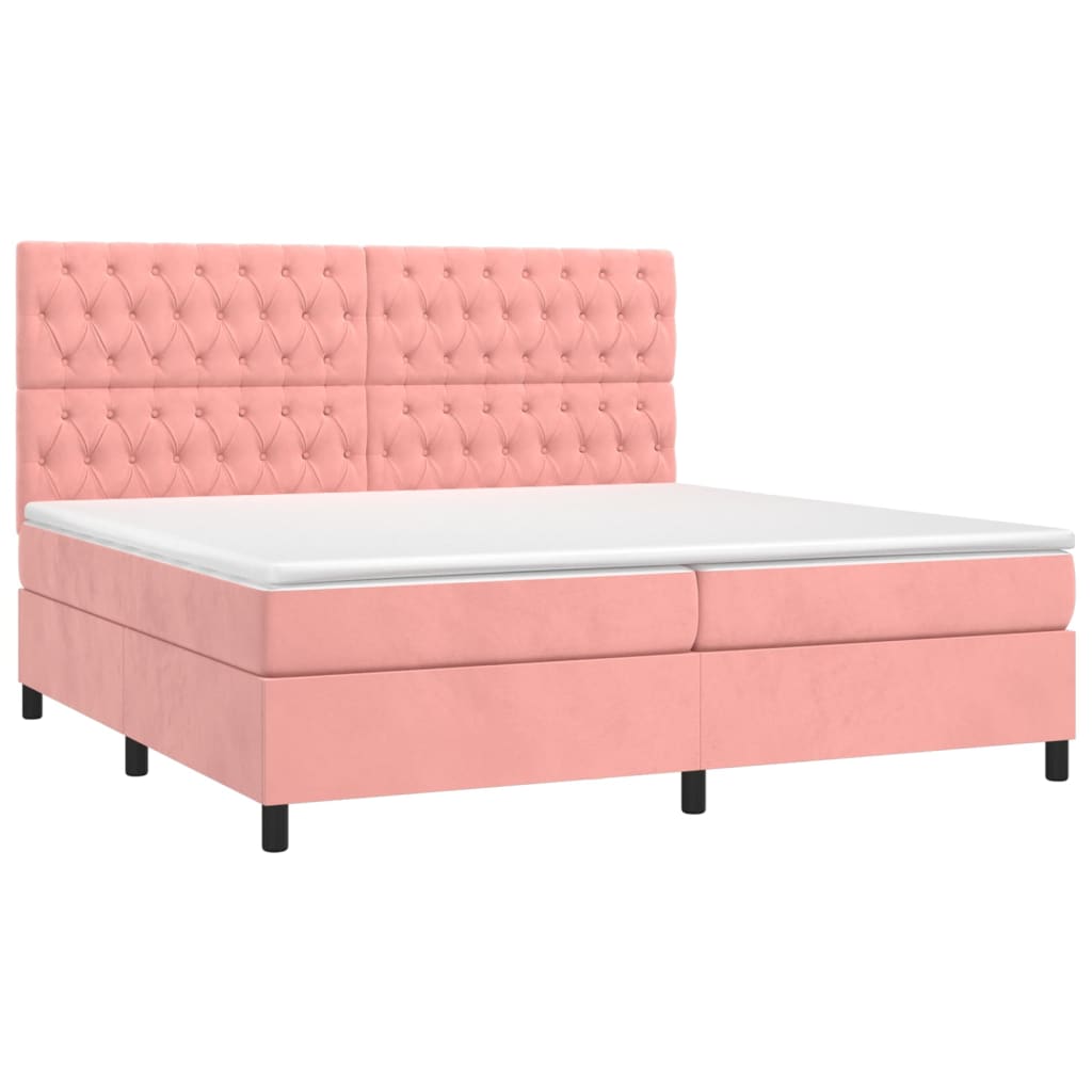 Letto a Molle con Materasso e LED Rosa 200x200 cm in Velluto 3136328