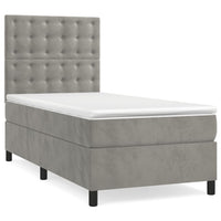 Letto a Molle Materasso e LED Grigio Chiaro 80x200 cm Velluto 3136329