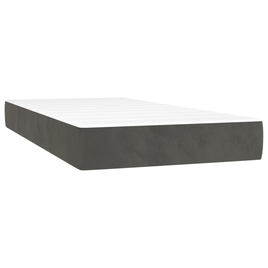 Letto a Molle con Materasso e LED-Struttura Letto con Materasso Grigio Scuro 80x200cm Velluto 689845
