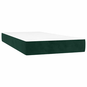 Letto a Molle con Materasso e LED-Struttura Letto con Materasso Verde Scuro 90x190 cm Velluto 234469