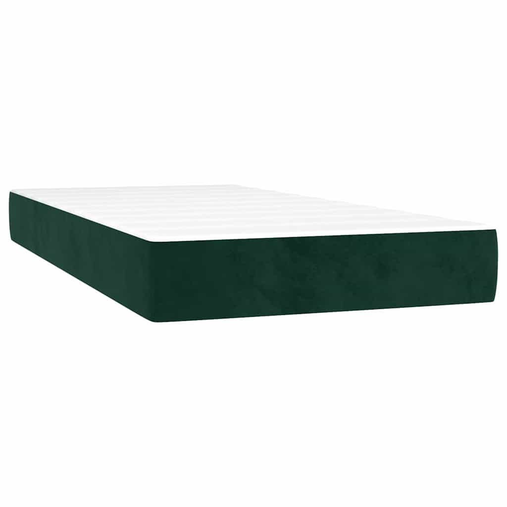 Letto a Molle con Materasso e LED-Struttura Letto con Materasso Verde Scuro 90x200cm Velluto 346075