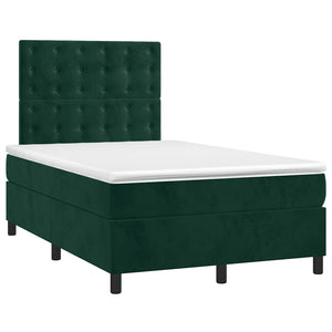 Letto a Molle con Materasso e LED Verde Scuro 120x200cm Velluto 3136356