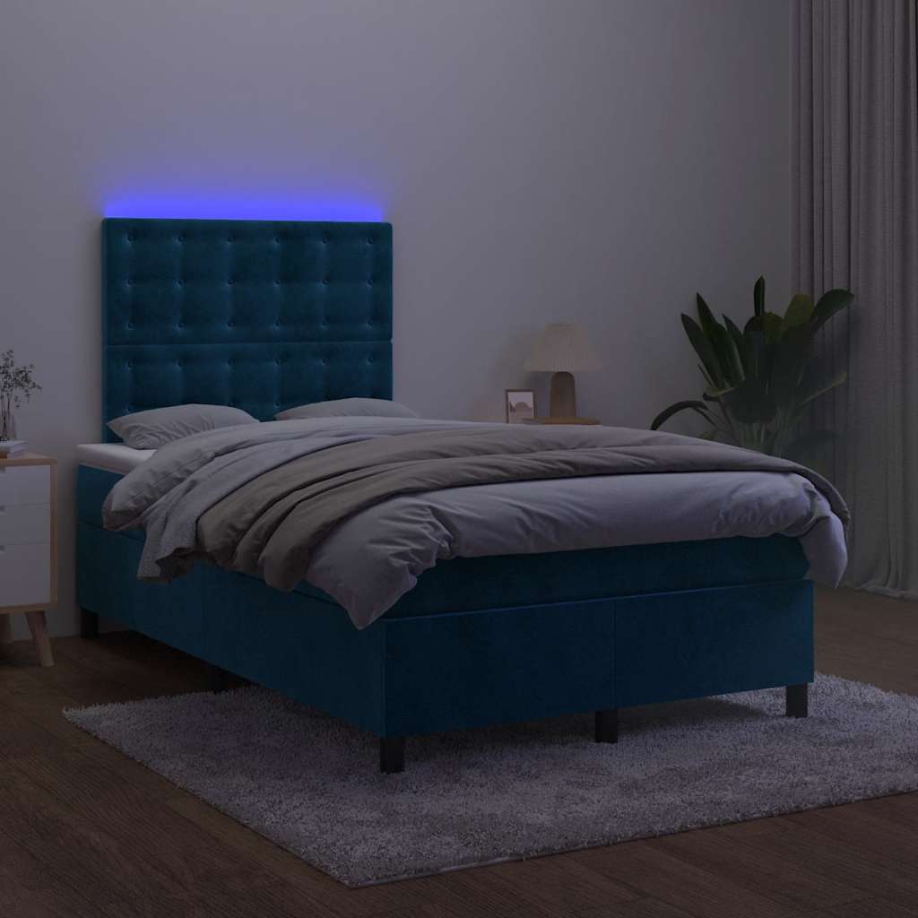 Letto a Molle con Materasso e LED Blu Scuro 120x200cm 3136357