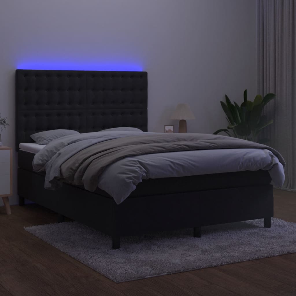 Letto a Molle con Materasso e LED Nero 140x190 cm in Velluto 3136361