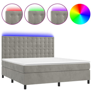 Letto a Molle Materasso e LED Grigio Chiaro 160x200 cm Velluto 3136371
