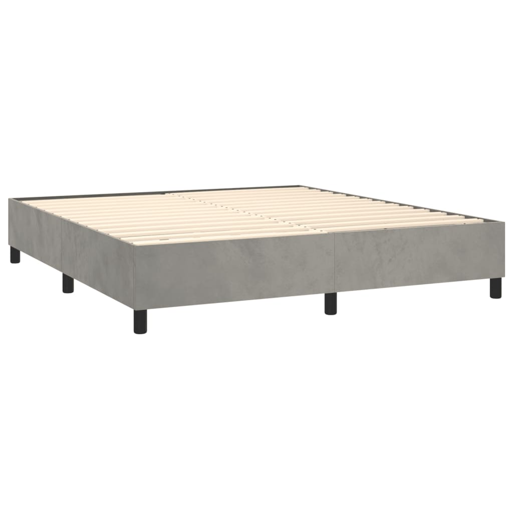 Letto a Molle Materasso e LED Grigio Chiaro 160x200 cm Velluto 3136371