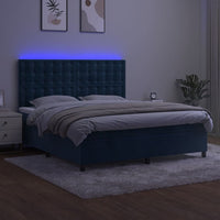 Letto a Molle con Materasso e LED Blu Scuro 160x200 cm 3136375