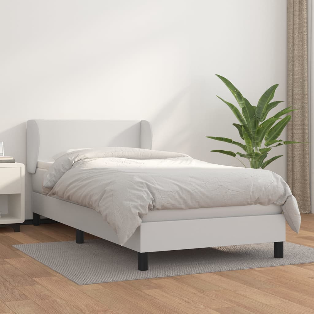 Giroletto a Molle con Materasso-Struttura Letto Bianco 90x200 cm in Similpelle 243602