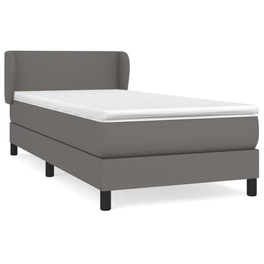 Giroletto a Molle con Materasso-Struttura Letto Grigio 100x200 cm in Similpelle 893125