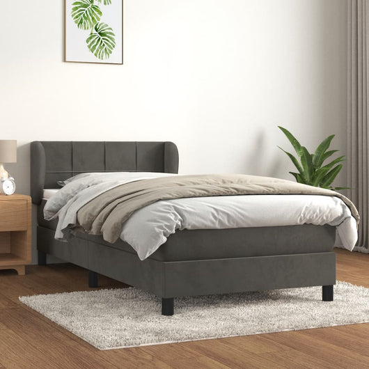 Giroletto a Molle con Materasso-Struttura Letto Grigio Scuro 90x190 cm Velluto 445416