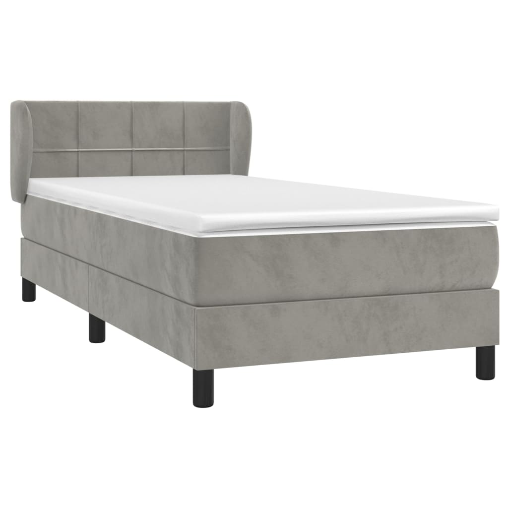 Giroletto a Molle con Materasso-Struttura Letto con Materasso Grigio Chiaro 100x200cm Velluto 916860