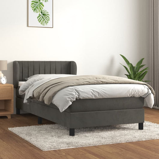 Giroletto a Molle con Materasso-Struttura Letto Grigio Scuro 90x190 cm Velluto 512522