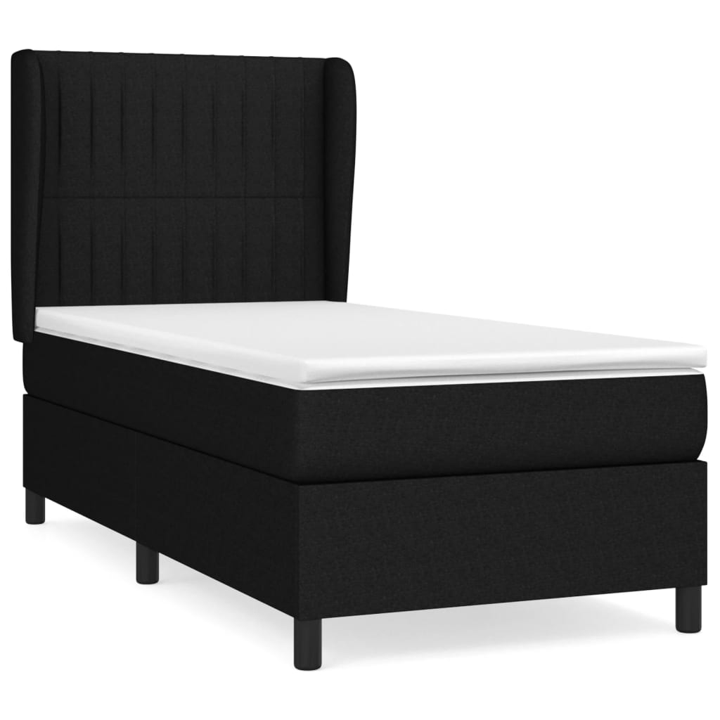 Giroletto a Molle con Materasso-Struttura Letto Nero 80x200 cm inTessuto 120739