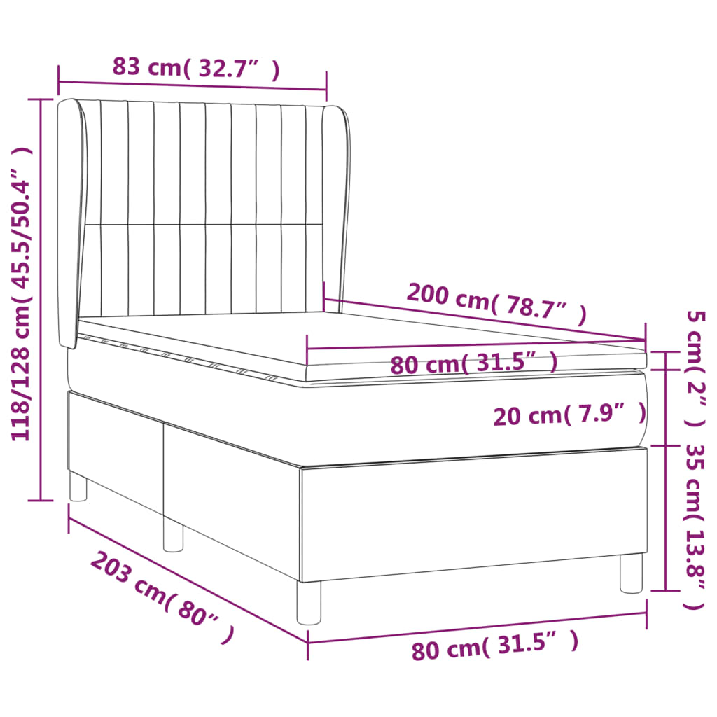 Giroletto a Molle con Materasso-Struttura Letto Crema 80x200 cm inTessuto 999709