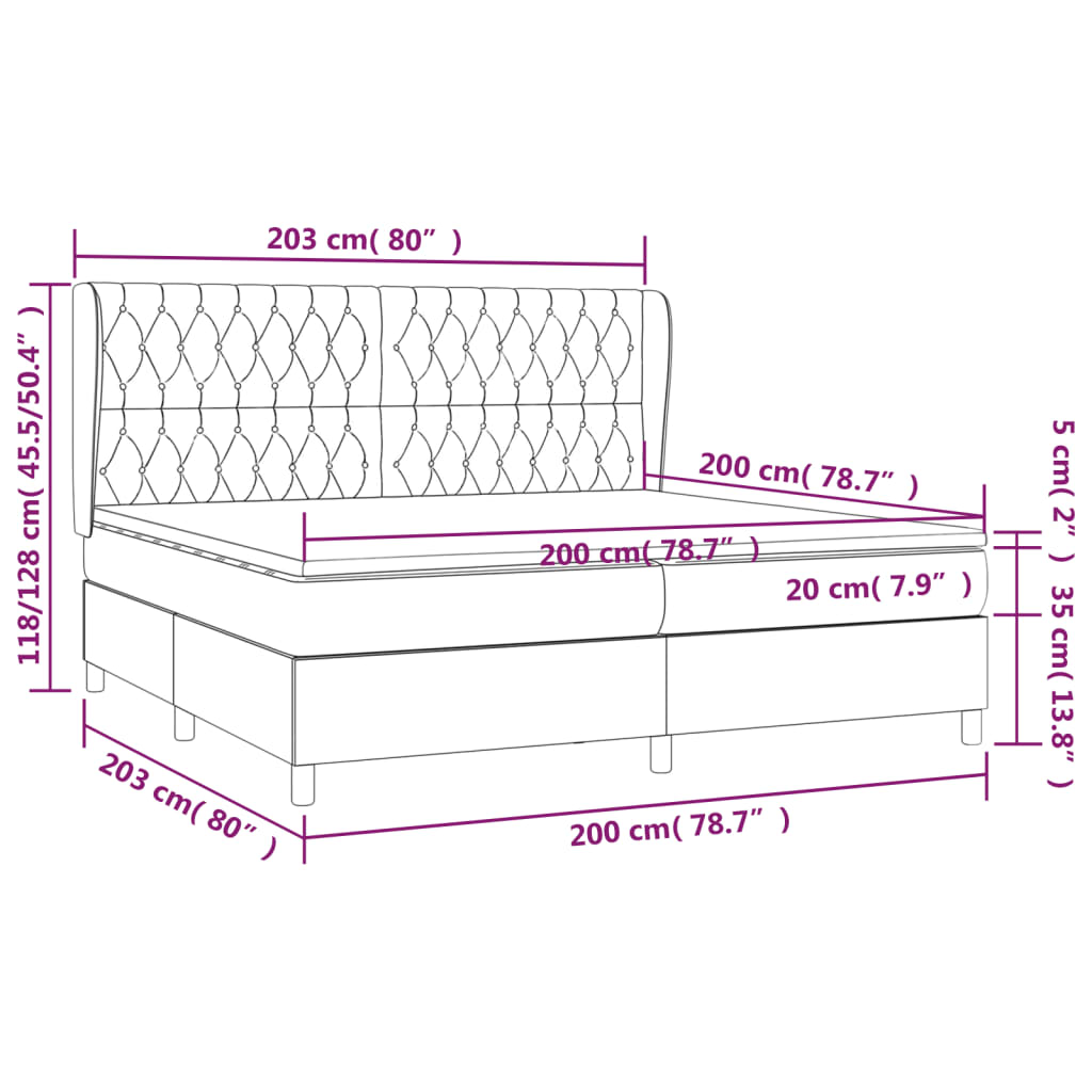 Giroletto a Molle con Materasso Marrone Scuro 200x200cm Tessuto cod mxl 57010
