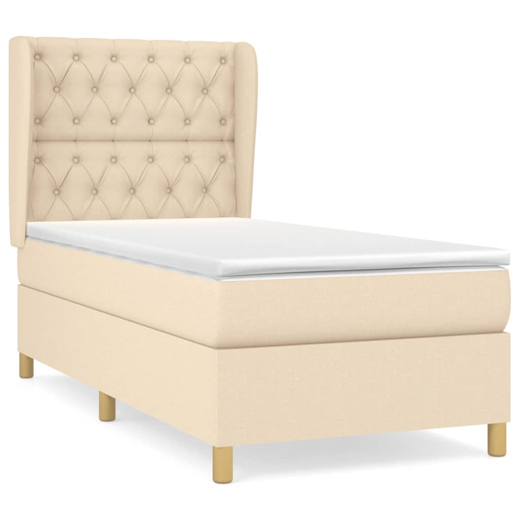 Giroletto a Molle con Materasso-Struttura Letto con Materasso Crema 80x200 cm inTessuto 486458