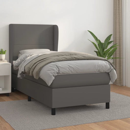 Giroletto a Molle con Materasso-Struttura Letto Grigio 90x190 cm in Similpelle 292665