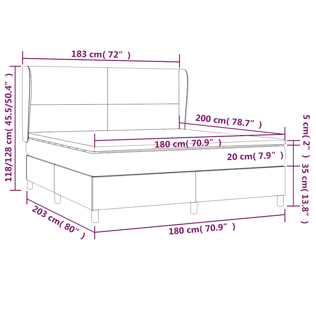 Giroletto a Molle con Materasso Verde Scuro 180x200 cm Velluto 3129108