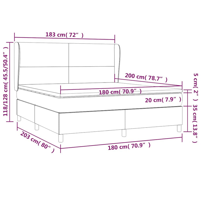 Giroletto a Molle con Materasso Verde Scuro 180x200 cm Velluto 3129108